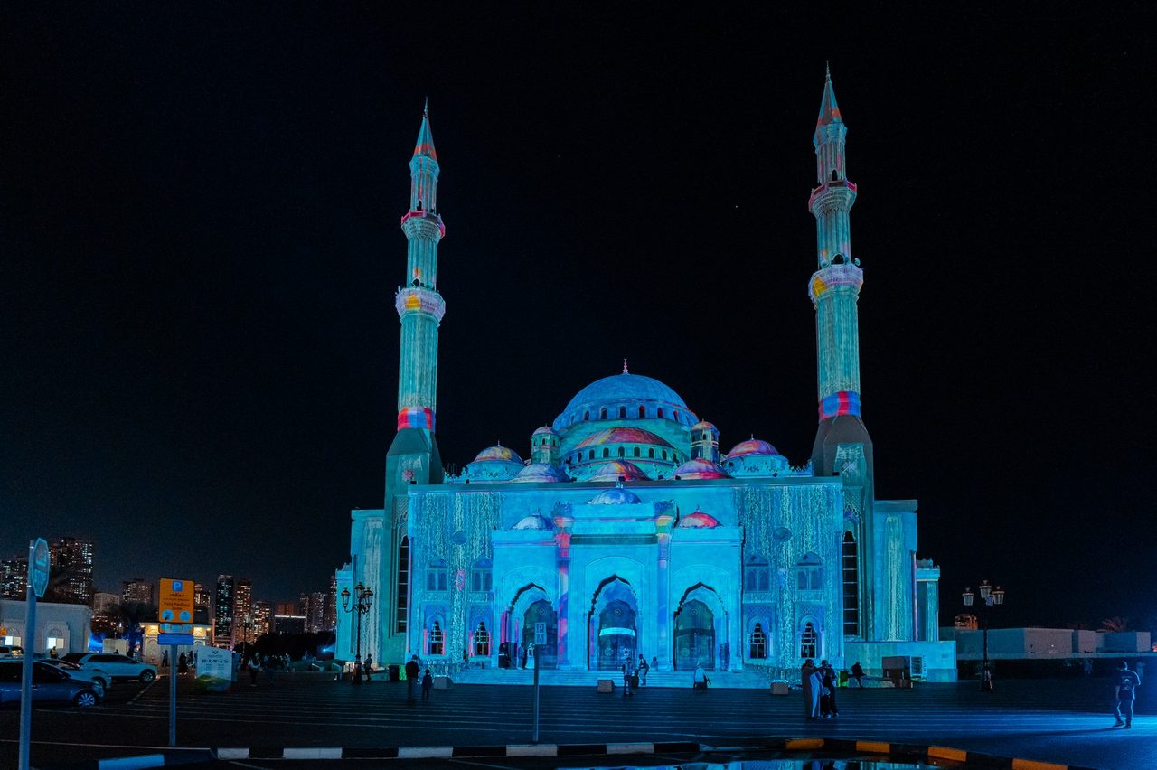 Mosque architectural lines in light