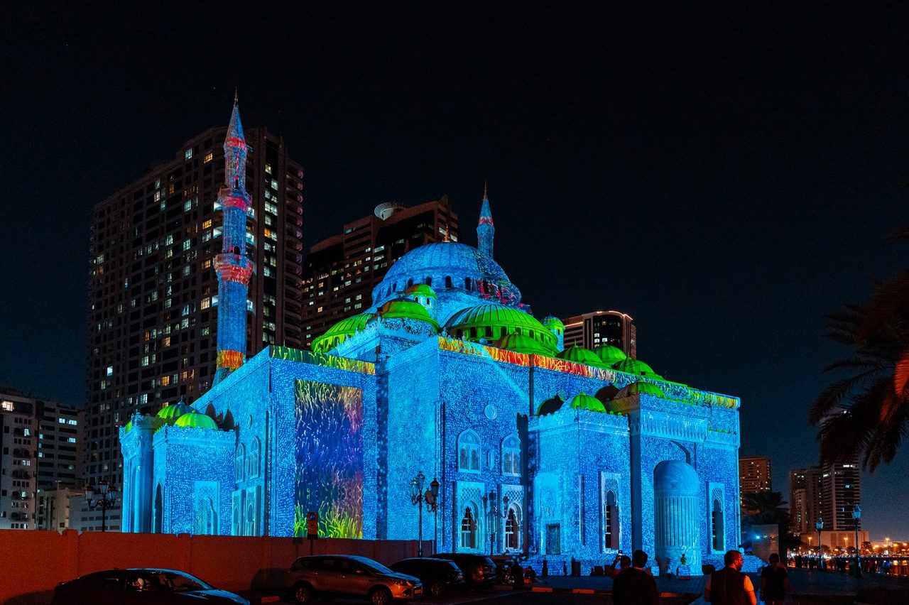 Cool teal architectural mapping