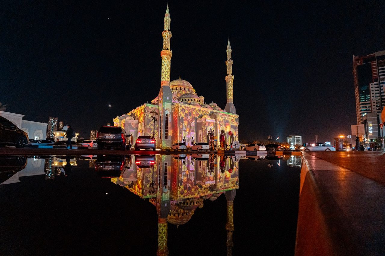 Intricate multicolour pattern on the mosque