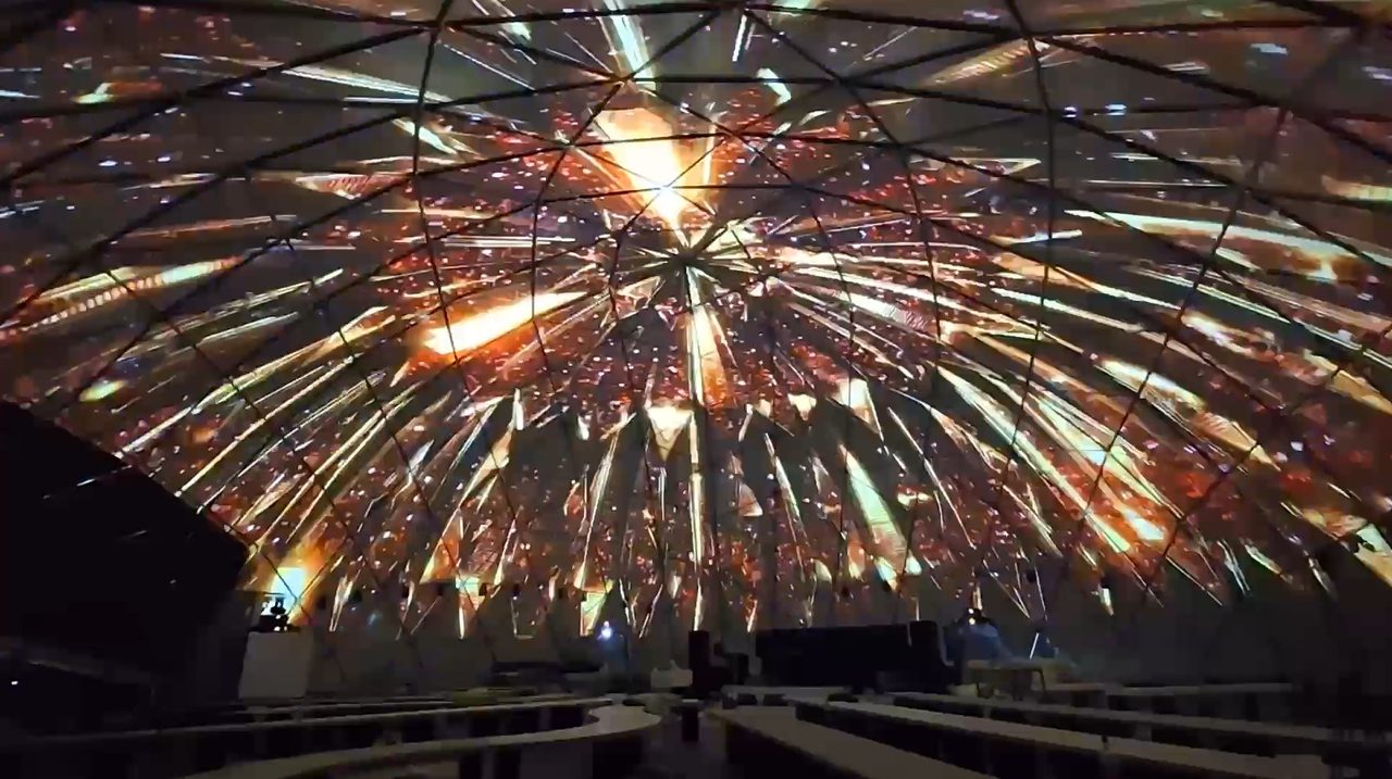Golden starburst across the dome