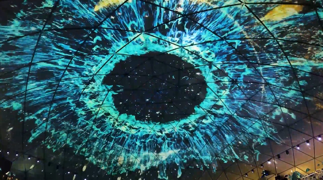 Cyan iris dome projection