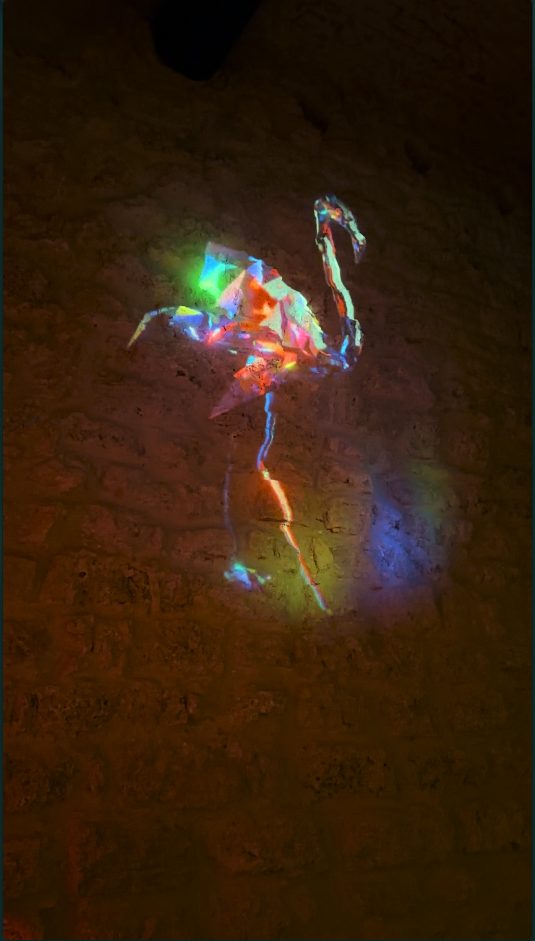 Neon flamingo projection