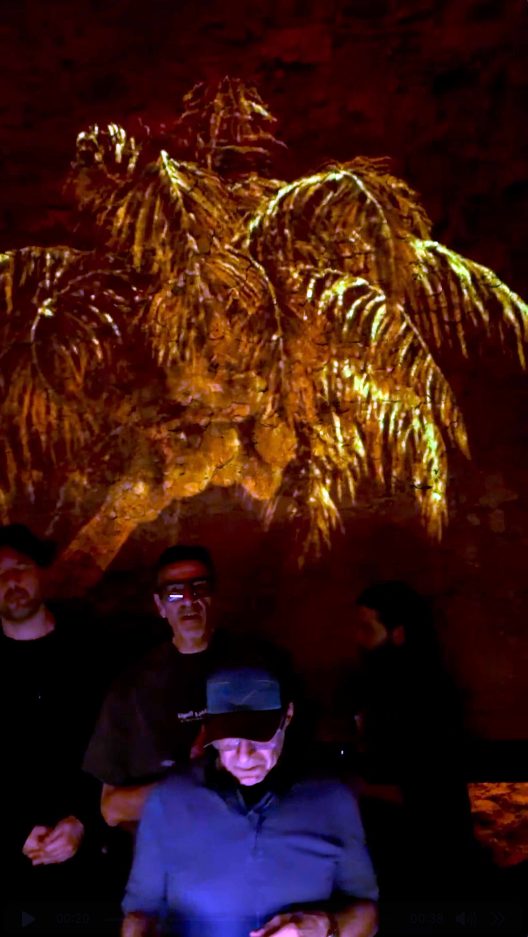 Golden palm projection on the ceiling