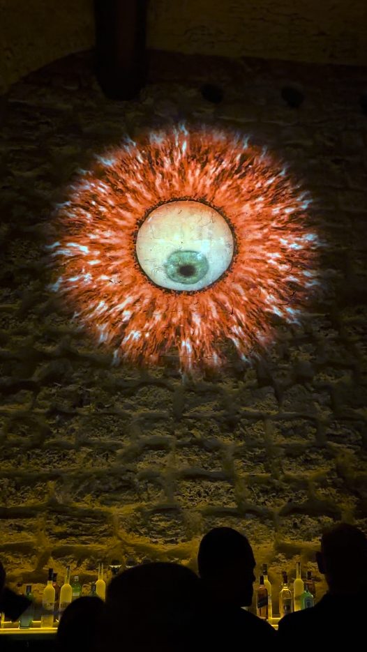 Sun burst projection on stone
