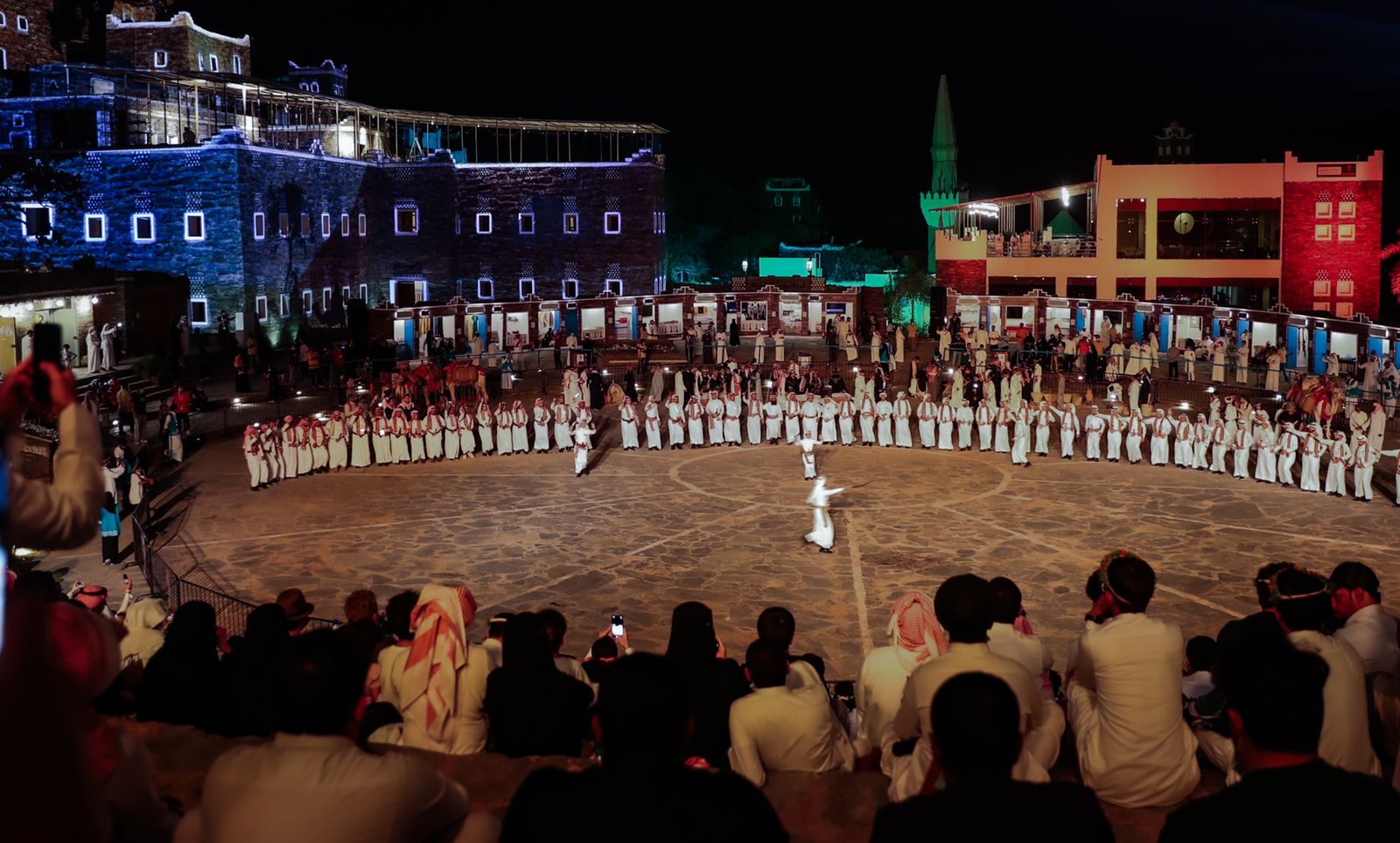 Traditional sword dance circle on stage