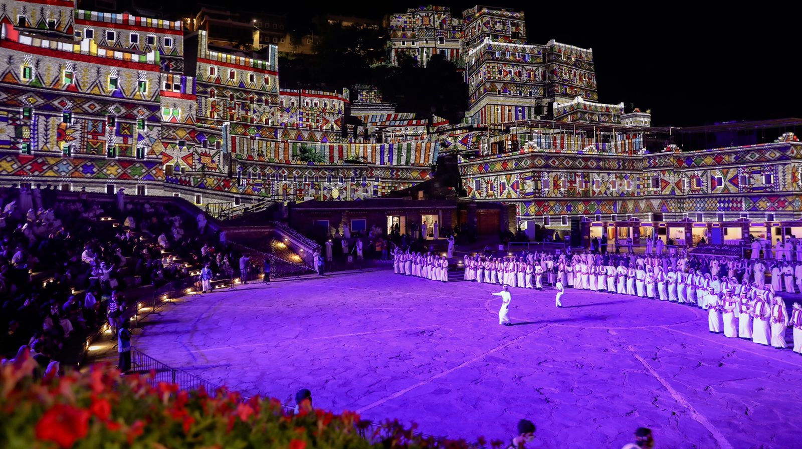 Purple mandala cue over the village vista