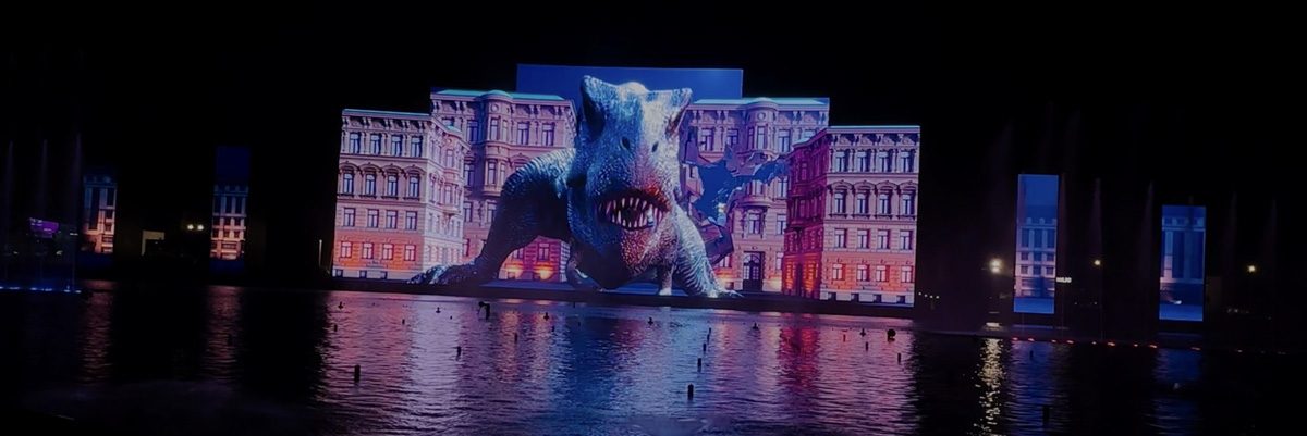 120m LED wall over water