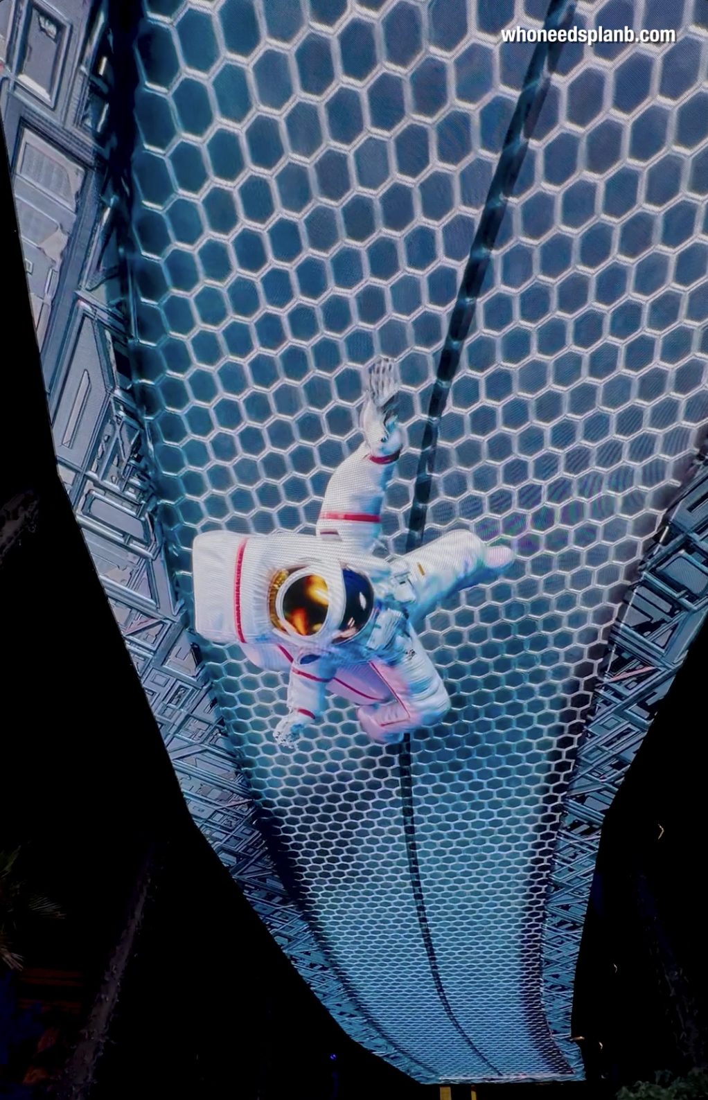 Astronaut drifting across the sky screen