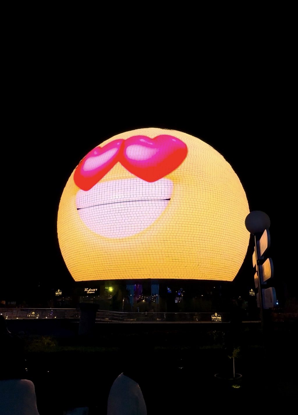 Heart-eyes emoji on the LED sphere