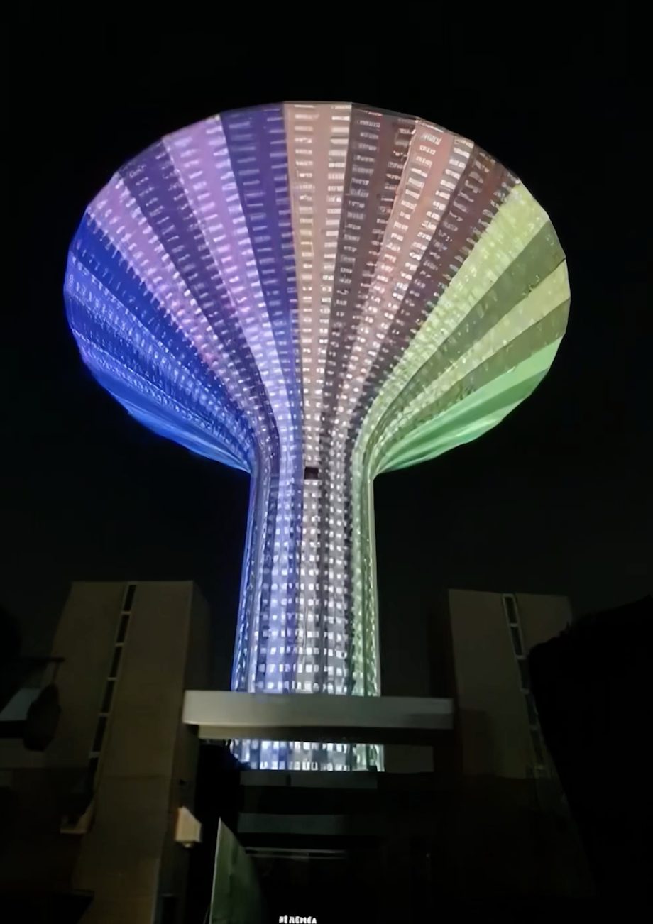 Water tower 360° projection