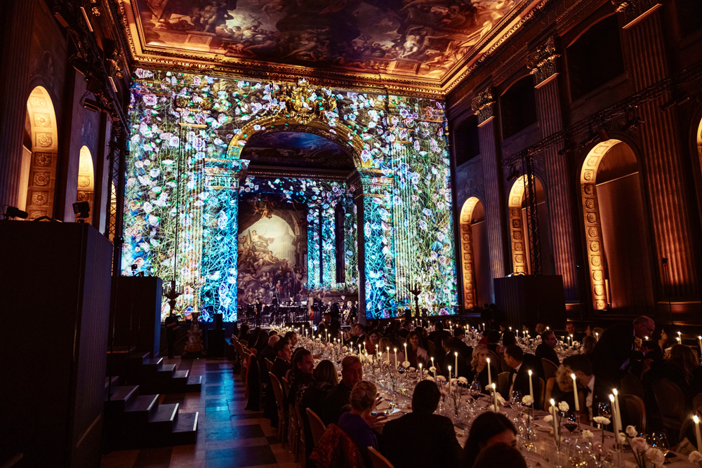 Floral ceiling cue with table service