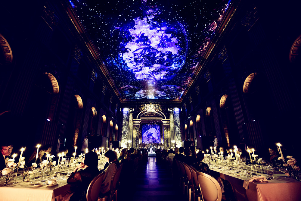 Painted Hall wide — cosmos cue mid-show